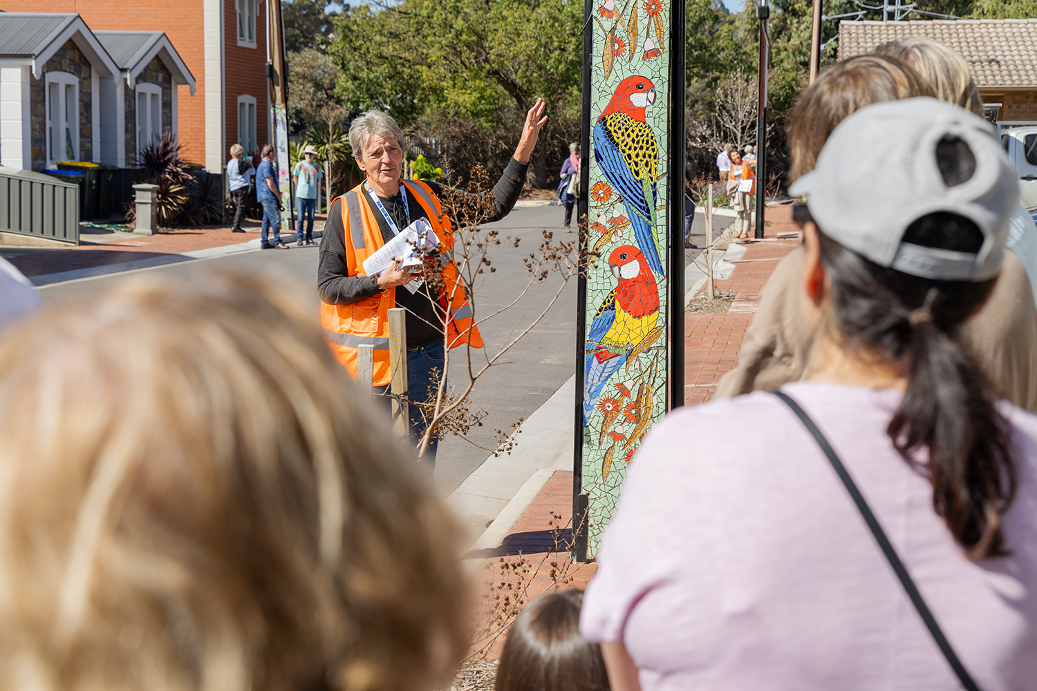 A general view of attendees touring the Bowden Bird Walk